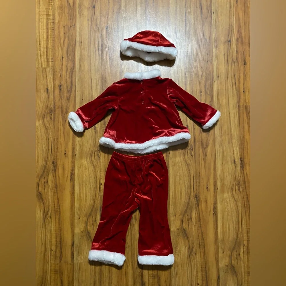 Rose Cottage Baby Girl Holiday Christmas Top & Pants Set W/Hat Size 12 Months